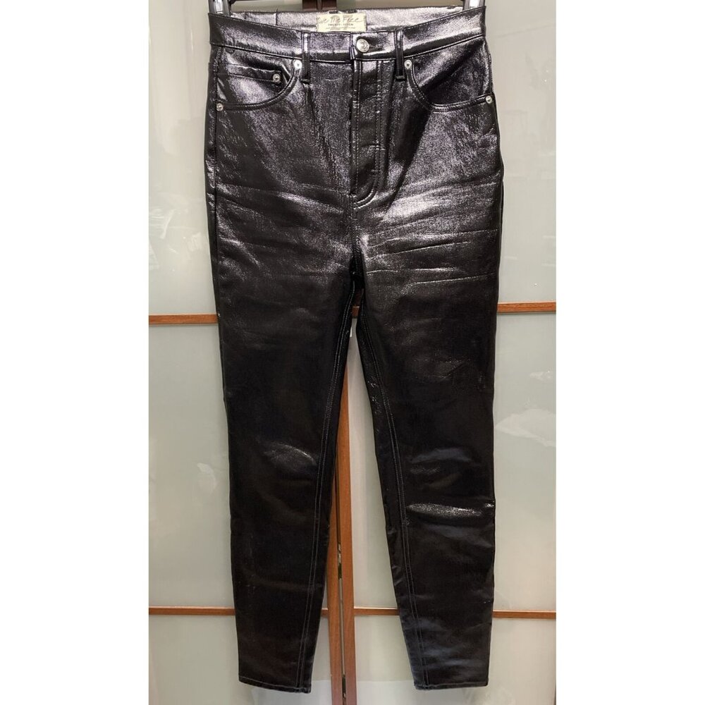 We The Free People Phoenix Liquid Black Faux Leather Slim Skinny Jeans Pants 27